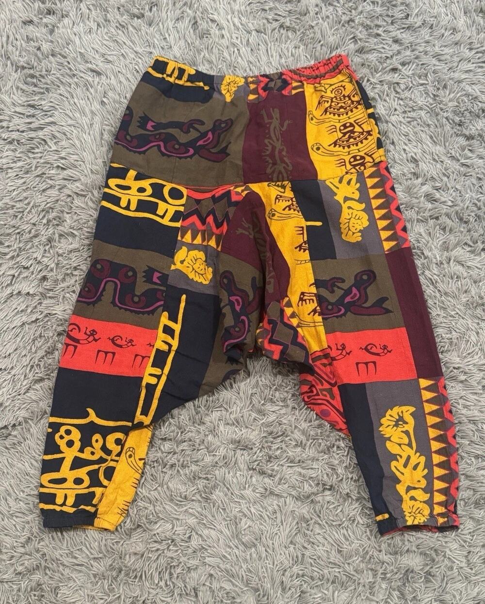 Patchwork Harem Pants XL Multicolor Cotton Yoga Baggy Genie Boho Hip Hop Lounge